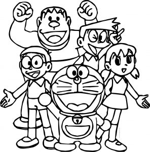 Doraemon Student Team Coloring Page