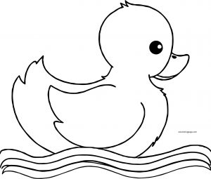 Small Duck On Wave Coloring Page