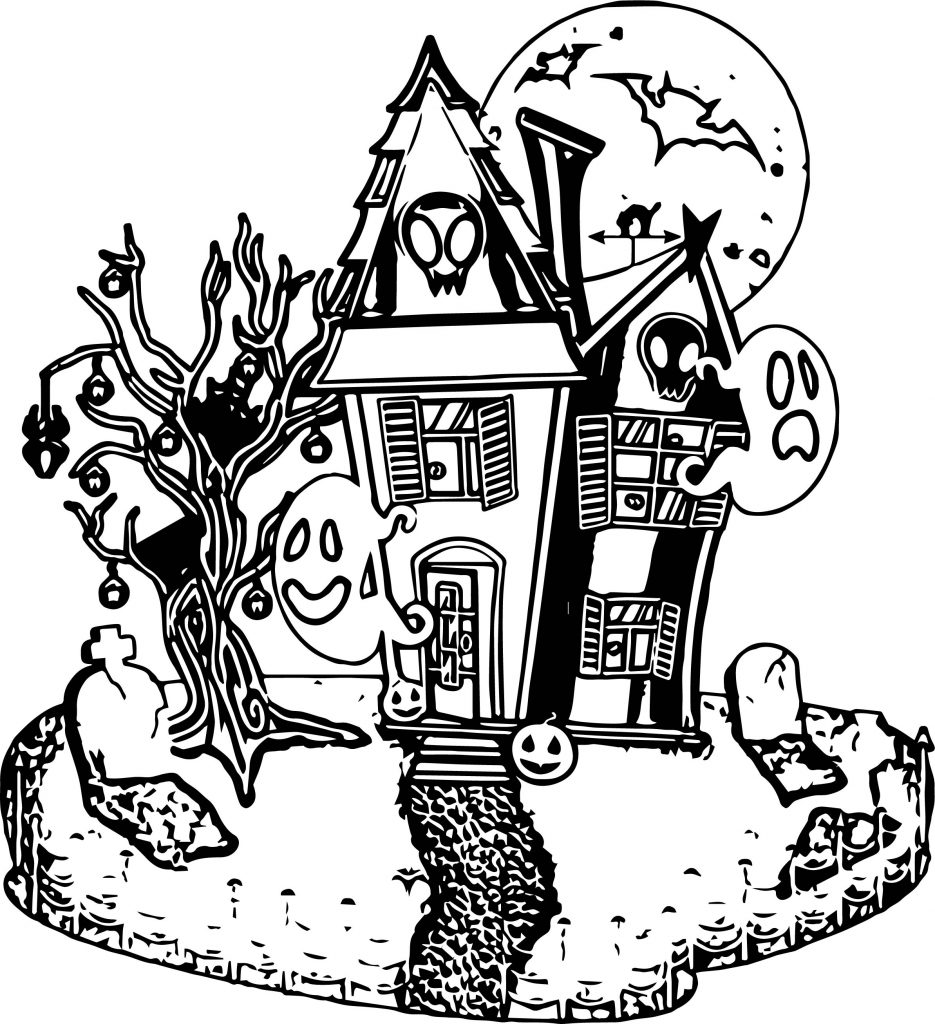 Halloween House Coloring Page - Wecoloringpage.com