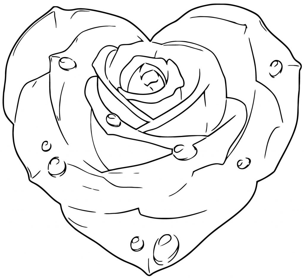 Rose Heart Coloring Page With Quote Coloring Pages