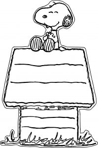 Snoopy On Dog House Free Coloring Page