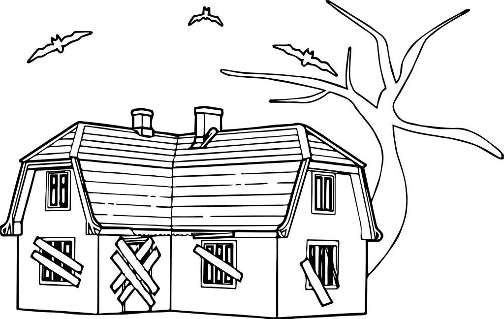 Haunted House Coloring Page (2) - Wecoloringpage.com