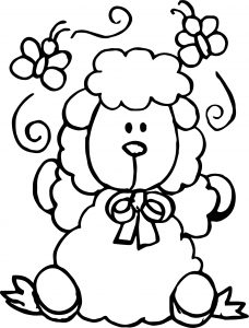 Sheep And Butterfly Draw Coloring Page