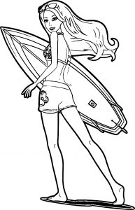 Barbie Run Surfing Coloring Page
