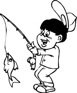 Catch Fish Boy Coloring Page