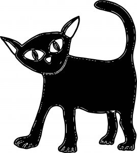 Cute Halloween Cat Black Coloring Page