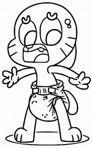 Gumball Makes A Poopy Amazing World Baby Gumball Coloring Page