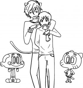 Gumball Y Darwin And Boy And Girl Coloring Page