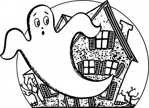 Halloween Ghost House Coloring Page