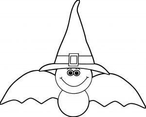 Halloween Smile Cartoon Bat Coloring Page