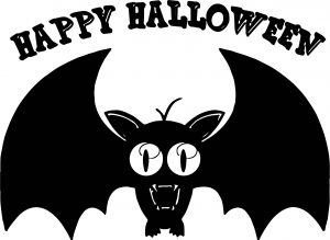 Happy Halloween Black Bat Coloring Page