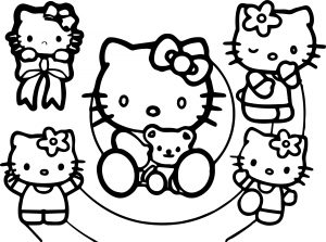 Hello Kitty Multi Cute Kitty Coloring Page
