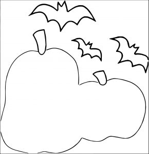 Illustration Of Jack O Lanterns With Flying Bats Coloring Page