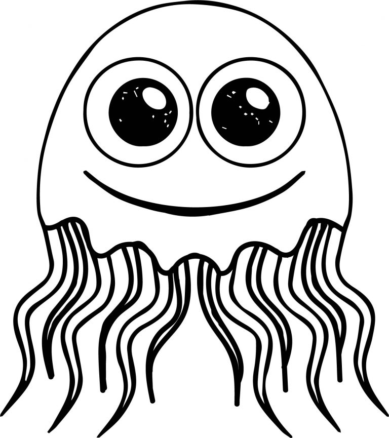 Jellyfish Cute Cartoon Coloring Page | Wecoloringpage.com