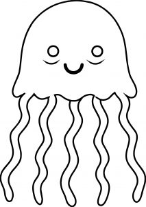 Jellyfish Pink Blue Coloring Page