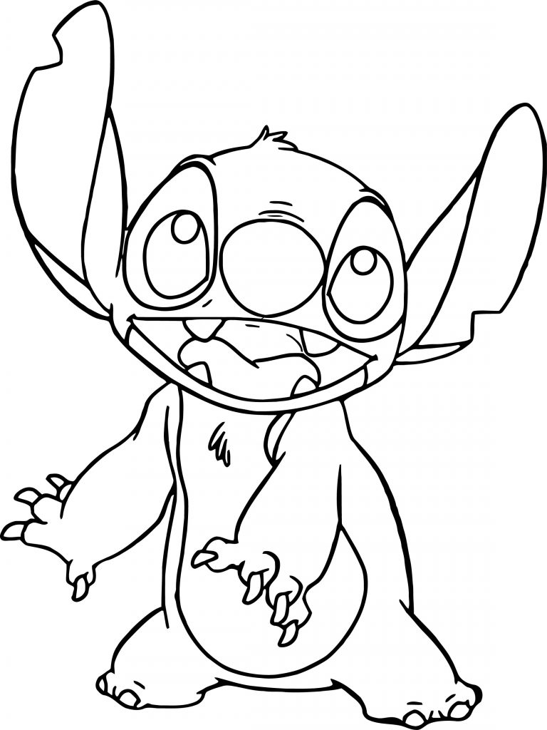 Lilo And Stitch Cute Smile Pose Coloring Pages - Wecoloringpage.com