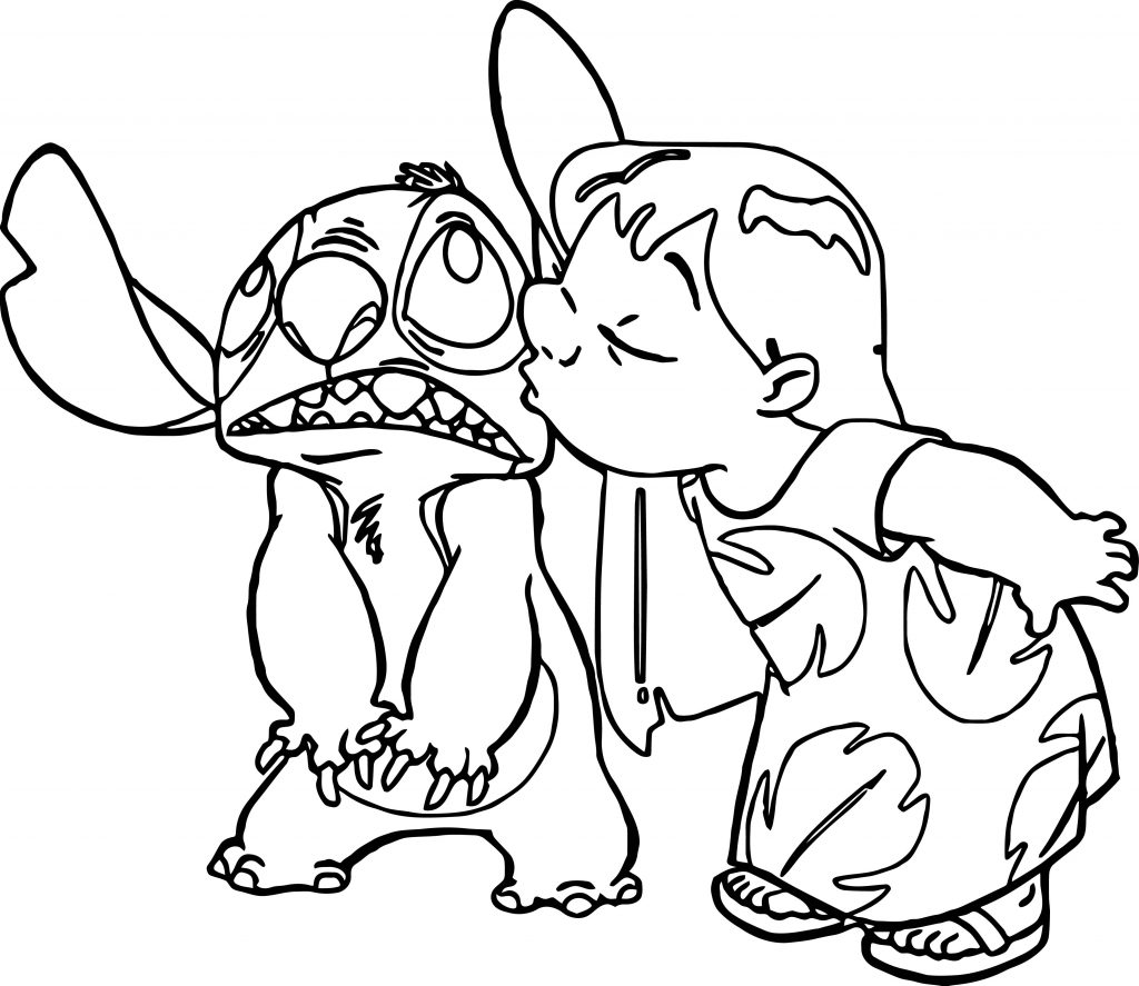 Lilo And Stitch Kiss Coloring Pages - Wecoloringpage.com