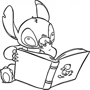 Lilo And Stitch Reading Duck Book Coloring Pages