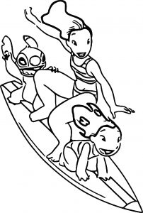 Lilo And Stitch Wave Surf Coloring Pages