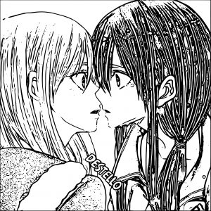 Manga Kiss Girl Coloring Page