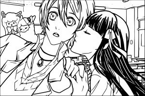 Manga Shock Kiss Girl And Boy Coloring Page