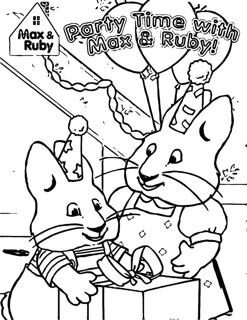Max And Ruby Party Time Coloring Page Wecoloringpage Max And Ruby Party Time Coloring Page Wecoloringpage