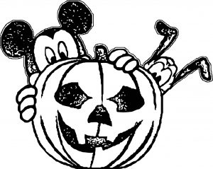 Mickey Mouse Pluto Halloween Scared Pumpkin Halloween Coloring Page