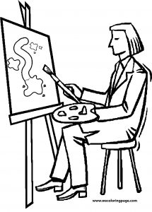 Painter Art Man Coloring Page
