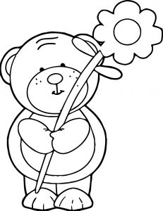 Painter Flower Bear Coloring Page