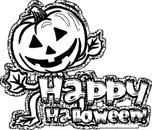 Pumpkin Happy Halloween Text Halloween Coloring Page