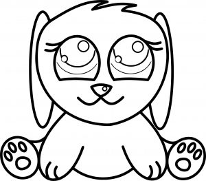 Puppy Dog Girl Thinking Cute Small Dog Coloring Page