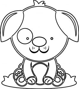 Puppy Dog Outline Cute Coloring Page