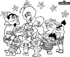 Sesame Street Cartoon Characters Coloring Page