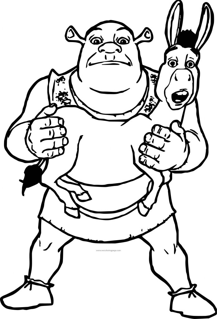 Shrek Holding Donkey Coloring Page - Wecoloringpage.com