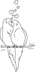 Bird Heart Couple Coloring Page