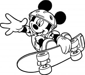 Image Of Micky Mouse On Skate Board Coloring Page