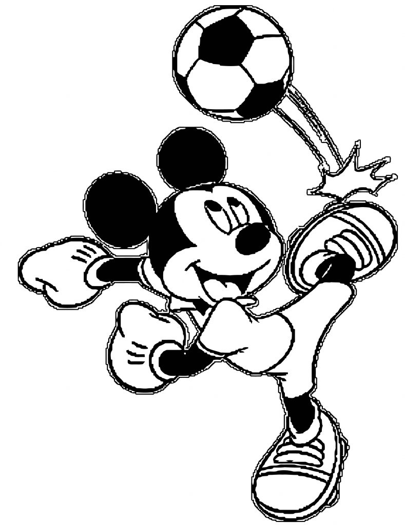 Mickey Mouse Play Football Coloring Page - Wecoloringpage.com