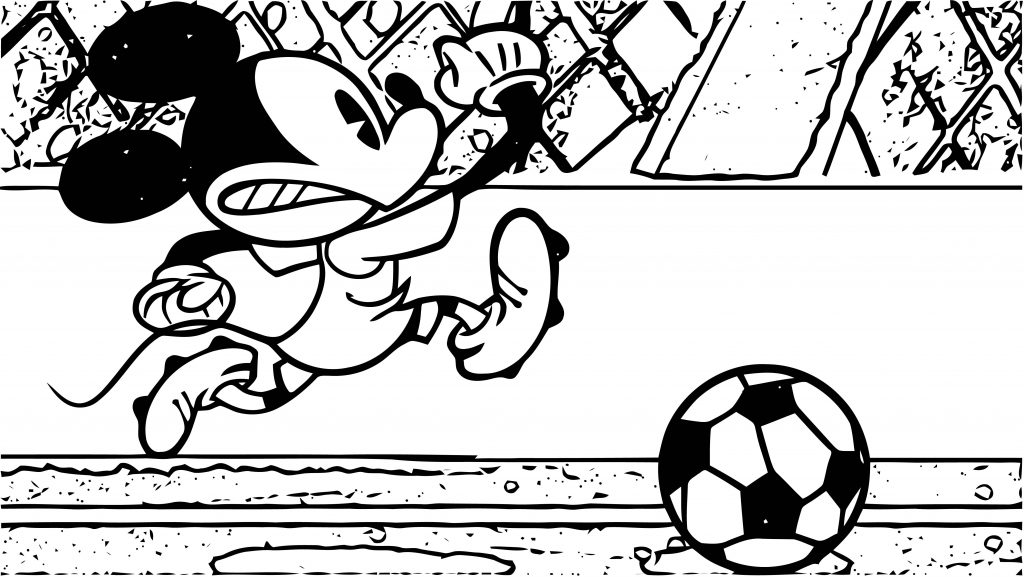 Mickey Mouse Play The Soccer And Running Coloring Page - Wecoloringpage.com