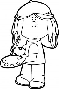 Painter Girl Ready Coloring Page