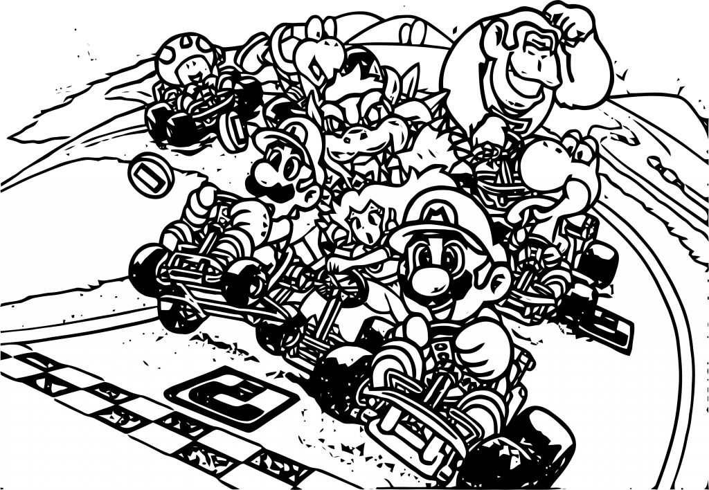 Super Mario Kart (Usa) Mario Kart Coloring Page - Wecoloringpage.com