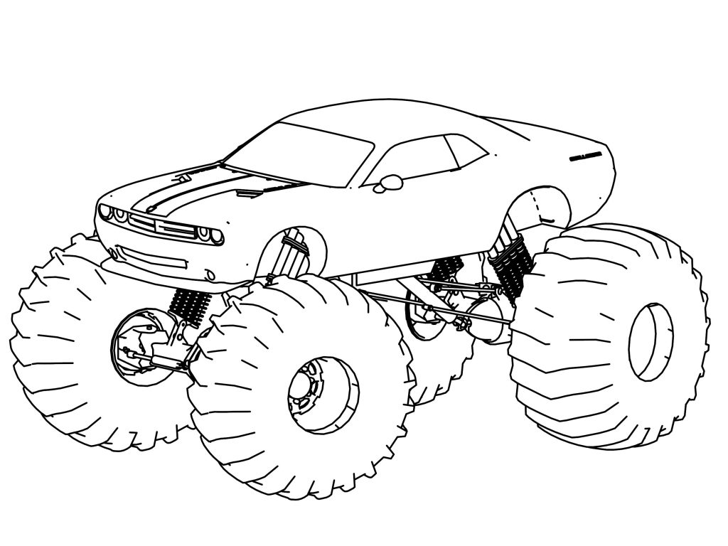 Dodge Challenger Truck Monster Car Coloring Page - Wecoloringpage.com