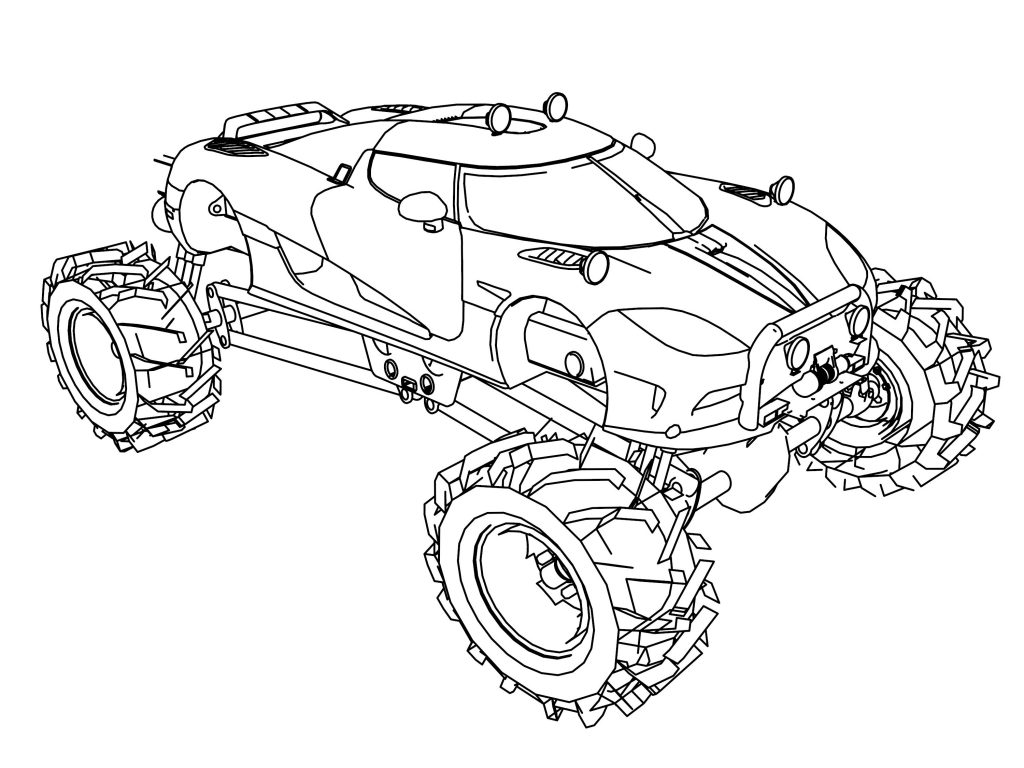 Monster Truck Crushing Car Coloring Page | Wecoloringpage.com
