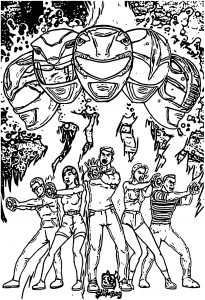MMPR Rangers Mighty Morphin Power Rangers Coloring Page