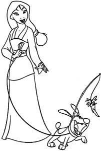 Mulan Khan Little Brother Coloring Page 27
