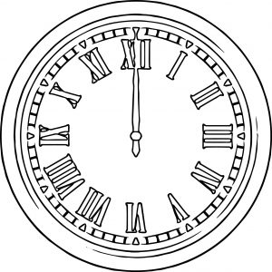 Clock Roma Number Coloring Page