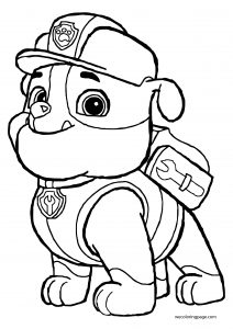 Paw Patrol Party Rubble Coloring Page