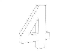 3d Four Number Coloring Page