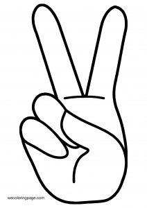 Hand Peace Sign Symbol Free Coloring Page