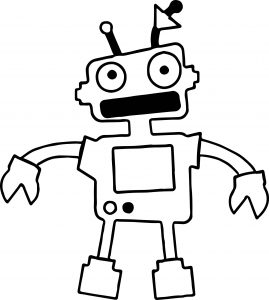 Robot Two Hand Coloring Page