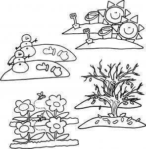 4 Seasons Cartoon Coloring Pages